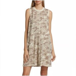 ATM Anthony Thomas Melillo Cream Beige Camo Slub Jersey Sleeveless Shirt Dress M